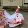 Sukienki dziewczynki konkurs czerwony koronkowy ręcznie robione kwiaty Dzieci Księżniczka suknia kwiatowa sukienka na wesele urodziny