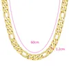 Pendentif Colliers 7mm/10mm/12mm Figaro Chaîne Collier Or Jaune 18k Rempli Classique Hommes Clavicule Ras Du Cou Bijoux Cadeau 60cm LongPendant