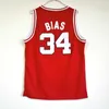 NCAA Basketball 34 Len Bias College-Trikots Herren 1985 Maryland Terps High School Wildcats University Schwarz Rot Weiß Gelb Team für Sportfans Atmungsaktive reine Baumwolle