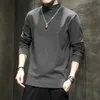 メンズパーカースウェットシャツハイネックスウェットシャツメン韓国ファッション服秋のカジュアルソリッドカラーストリートウェアシャツ人