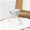 Anello solitario Anelli Gioielli Quattro artigli Vero e proprio solido 925 Sterling Sier 2Ct Taglio cuscino Diamante Fine Topazio Matrimonio Fidanzamento per le donne Drop De