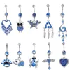 yyjff RD10-001 BELLY DER BUNTING RING MIX 10 أنماط Aqua.Colors 10 PCS HEART SKUL