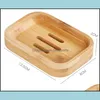 Soap Dishes Bathroom Accessories Bath Home Garden Holder Tray Container Bamboo Natural Box Shower Dish Eco-Friendly Wooden Storage Drop De