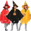 Bambini Halloween Strega Cosplay Spettacolo Costume da zucca Cappello Mantello Set Streghe Abito da mago Abito e cappelli Costume Cape Forniture per feste D032