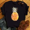 Harajuku Kawaii ananas imprimé femmes T-shirt vêtements Streetwear T-shirt dessin animé graphique t-shirts lâche femmes hauts noirs