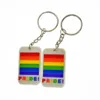 50PCS Pride Silicone Rubber Dog Tag Keychain Rainbow Ink Filled Logo Fashion Decoration for Promotional Gift213F271Y