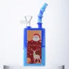 Xmas 14mm Vrouwelijke Joint Hookahs Dranken Fles Perc Mini Kleine Rigs DAB RUIK SILICONE BONDEN MET KOBER Kerststijl WP21123