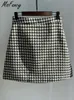 MSFancy Plaid Mini Rok Dames Zwart Wit Mode Officiële Faldas Mujer Koreaanse stijl Hoge taille Korte Jupe 220317