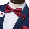 Fliegen, Hochzeitskrawatte für Männer, klassisch, rot, vorgebundene Fliege, Manschettenknöpfe, Corsagen-Set, Party, Seide, Schmetterlingsknoten, Geschenk, Herren-Accessoires, Fier22