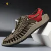 Sandálias Plus Size 35-46 Men Shoes Handmade Tricot Brand Moda Beach Slides City Lazer Caminhadas Sandálias MasculinasSandálias