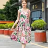 Women's Runway Dresses Spaghetti Straps Floral Printed High Street Tiered Fashion Holiday Dress