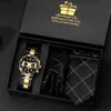 Нарученные часы 4PCS Mens Luxury Business Watchse Nevanless Steel Quartz Frist Men Tie Gift Set Fashion Black Watch for Regalos para hombrewris