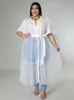 Платья с размером женская одежда летнее сетчатое платье модная элегантная крупная леди шифоновая рубашка Оптовая объемная капля
