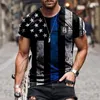 T-shirts hommes chemise hommes mode d'été USA drapeau lettre numéro imprimé t-shirt décontracté à manches courtes vintage oversize top mâle vêtementsmen