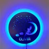 Gepersonaliseerde Fairy op de maan LED-nachtlampje Aangepaste naam Houten wandlamp voor kinderen Meisjes Jongens Geschenken Home Decor Verstelbaar licht 220623