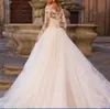 2022 Abiti da sposa in pizzo elegante con perline Mermaid Abiti da sposa con appliques a maniche lunghe di treno staccabile abito da sposa in raso avorio