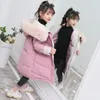 Down Coat Children's Jacket Girl Long Winter Hooded Cotton Kids Baby Warm Parka Fur Collar Outerwear Plus Velvet SnowsuitDown