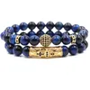 bracciale da uomo blu designer per donna occhio di tigre fili di perline oro argento 10mm CZ palla di perline di pietra donna bracciali da uomo braccialetti gioielli regalo di San Valentino 2 pezzi / set