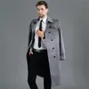 Men's Trench Coats Mens Gabardina Hombre Man Long Coat Men Double-breasted Clothes Khaki Slim Jaqueta Overcoat SleeveMen's Viol22