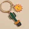 Söt nyckelring Sun Cactus Flower Key Ring Letter Plants Nyckelkedjor Ökengåvor för kvinnor män väska accessorie diy handgjorda smycken