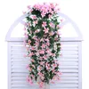 Decorative Flowers & Wreaths Silk Artificial Lily Flower Vine Wall Hanging Basket Balcony Home Decoration Wedding DecorDecorative