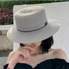 Hat för kvinnor Panama Summer Beach kvinnlig casual lady Flat Brim Straw Cap Girls Sun Chapeu Feminino 220514