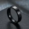 Anillos de boda de acero inoxidable Negro para mujeres Joyería Ancho de 6 mm Nombre personalizado Logowingwedding
