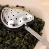 Stock Heart Shaped Tea Infuser Mesh Ball rostfritt sil Herbal Locking Tea Infuser Spoons Sile Steeper Handle med individuell väska