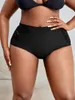 Damen-Bademode in Übergröße mit Spitzeneinsatz, Bikinihose P001#Damen