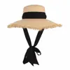 Wide Brim Hats Handmade Weave Raffia Sun For Women Black Ribbon Lace Up Large Straw Hat Outdoor Beach Summer Caps Chapeu Feminino Scot22