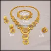 Earrings Necklace Jewelry Sets Dubai Gold Color For Women Luxury Hexagon Bracelet Ring India African Wedding Ornament Wife Gifts Drop Deli