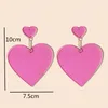 Dangle & Chandelier Fashion Neon Pink Red Heart Drop Earrings For Women Big Geometric Rock Punk Nightclub Party Jewelry AccessoriesDangle Ki