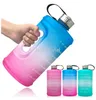Water Bottle for Sports Motivational Time Marker Outdoor Leakproof BPA Free 73oz Reusable Bottles with Handle 3 Colors Gifts EE