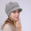 Baretten mode winter warme vlies gevoerde slouchy schedel beanie vizier cap gebreide sboy hoeden voor vrouwen koud weer hoed rand