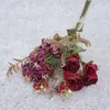 Декоративные цветы венки роскошные ретро -искусственные шелковая роза свадьба дома осень осень высококачественный поддельный букет