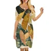 Women Dress European Style Leaves 3D Printed VNeck Loose Casual Short Sleeve Shift Dress for Female Dresses Regular 220616