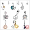 925 Sterling Silver Dangle Charm Maman Glitter Globe Maman Perles Perle Fit Pandora Charms Bracelet DIY Bijoux Accessoires