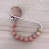 Corrente de silicone clipe de madeira bebê mamilo titular artesanal chupeta clipe toddler mastigando correntes de apaziguamento