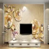 Papier peint personnalisé Luxe 3D Solide Mural Gold Gold Bijoux Bijoux TV Fond de fond Mur 3D Mural Fond d'écran