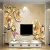 Papel de parede personalizado luxo 3d mural sólido ouro pérola flor jóias fundo tv parede 3d mural papel de parede 5283051