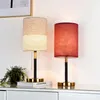 6 Styles Bedroom Table Lamp Dimming Fabric Desk Reading Lights 45cm Simple Warm LED Bedside Light Fixtures Loft Luminaire