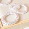 Cute Mermaid Color Telephone Wire Elastic Ponytail Holder Women Designer Headband Pearlescent Color Hair Ring Rope Accessories