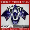 Donkerblauwe injectielichaam voor HONDA CBR1100 CBR 1100XX 1100 XX CC 114NO.123 BLACKBIRD CBR1100XX 1996 1997 1998 1999 2000 2001 2002 2003 2004 2005 2006 2007 Kuip