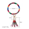 Jewelry Bracelets Women Tassels PU Leather Wrap Key Ring Leopard Lily Print Keychain Wristband Sunflower Drip Oil Circle Bangle Chains