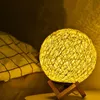 Table Lamps Bamboo Rattan Ball Lamp LED Home Warm Light Bedside Bedroom Decorative USB Charging Remote Control Colorful LampTable