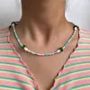 Ketten Koreanische Bunte Pilz Acryl Perlen Halskette Für Frauen Mädchen Sommer Y2K Urlaub Schmuck Einfache Choker Süße Mujer Collares