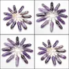 Charms Sier Wire Natural Stone Amethyst Hexagonal Healing Reiki Point Pendants For Jewelry Making Carshop2006 Dro Dhd9G