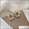 Stud Earrings sieraden River Charm Women Studs Irregar Imitatie Parelsbloem Goud Goud Delicaat Earring Vrouwelijke mode 1PAIR1 Drop Deliver