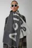 ニュートラルチェックウールフリンジスカーフ70cm/210cm広告レターカシミアスカーフ女性スカーフウールフランネルファブリック