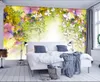 Tapete für Wände in Rollen Aufkleber 3D -Wandbilder Tapete romantische frische helle Blumen Schmetterling TV -Hintergrund Wall Home Decor